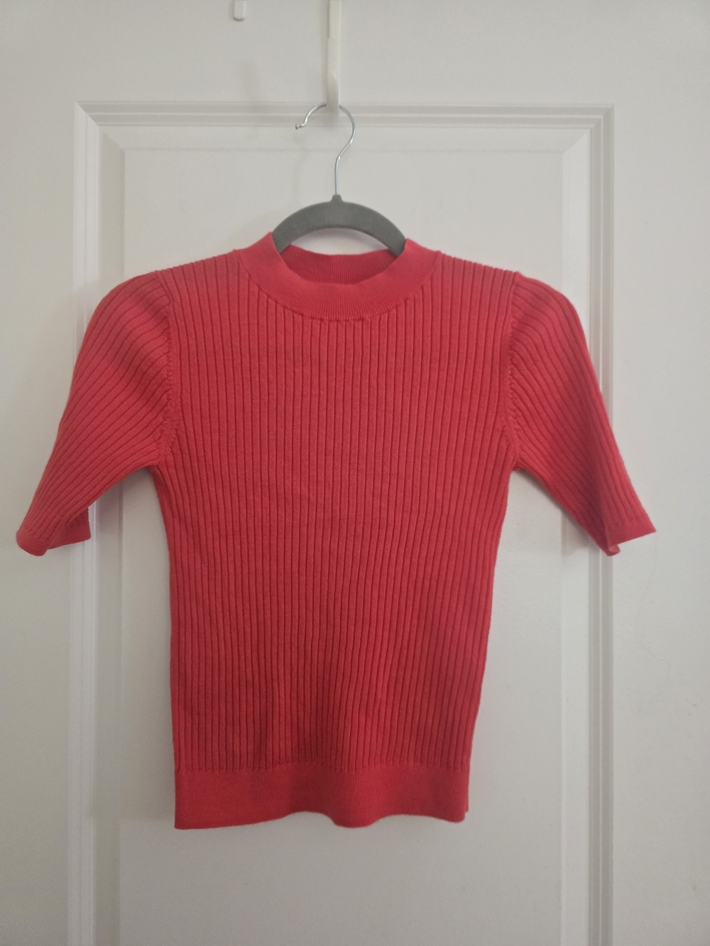 UNIQLO Short-Sleeve Knit Wool Top - Coral Red